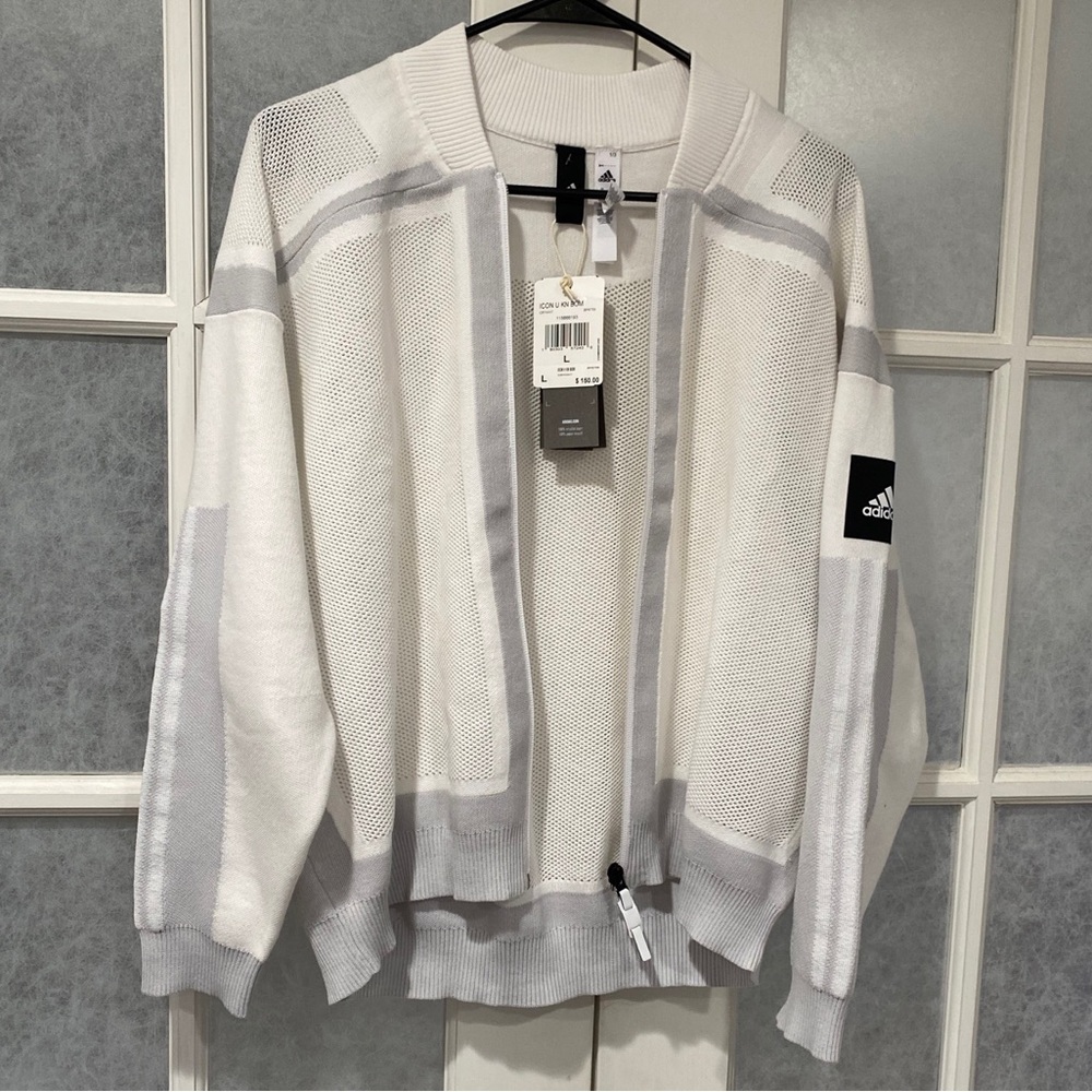 NEW Adidas Icon U Knit Bomber Sweater, Men’s Large